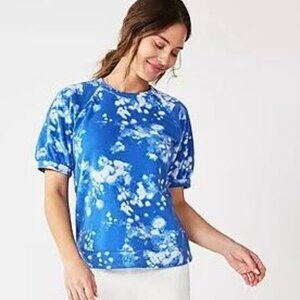 SONOMA Goods for Life Blue Bleached Look Soft Cotton Stretch Top Plus Size XXL